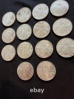 2000 Silver American Eagle. 1oz Silver. LOT OF 14 COINS SEE PHOTOS