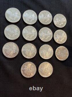 2000 Silver American Eagle. 1oz Silver. LOT OF 14 COINS SEE PHOTOS