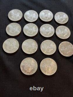 2000 Silver American Eagle. 1oz Silver. LOT OF 14 COINS SEE PHOTOS