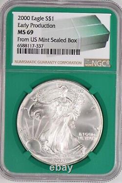 2000 Silver Eagle EARLY PRODUCTION NGC MS 69 MS69 From US Mint Sealed Box S$1