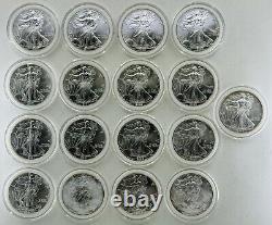 2001-02-03-08 Lot Of 17 Coins $1 Silver Eagle 1 Oz. #C737