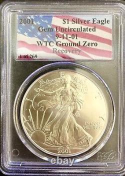 2001 $1 Silver Eagle Gem UNC 9-11-01 WTC Ground Zero Recovery 1 of 269