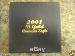 2001 $5 Gold American Eagle BU US Mint in nice display