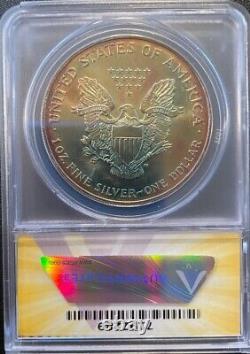 2001 American Silver Eagle ANACS MS67 Insane Rainbow OBV&REV Toning
