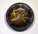 2001 American Silver Eagle Rainbow Vibrant Blue & Sunset Bullseye Toning! Wild