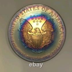 2001 American Silver Eagle Rainbow Vibrant Blue & Sunset Bullseye Toning! Wild 2001 American Silver Eagle Rainbow Vibrant Blue & Sunset Bullseye Toning! Wild