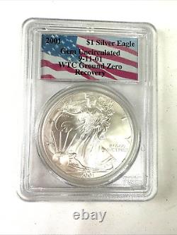 2001 Eagle Silver Dollar Ground Zero Recovery 9-11-2001 Certified withSlab Pouch