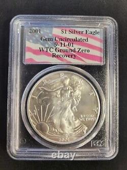 2001 GEM Uncirculated WTC Ground Zero Recovery 1 oz American Silver Eagle. 999