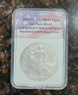 2001 Silver Eagle Dollar 1ozt. 999 WTC 9/11 Ground Zero Recovery NCM Certified