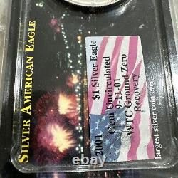 2001 WTC Ground Zero Recovery 9-11-01 Silver Eagle $1 PCGS Gem Uncirculated