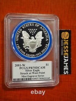 2001 W Proof Silver Eagle Pcgs Pr70 Dcam John Mercanti Mint Engraver Series Labl