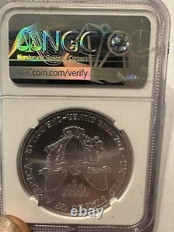 2002 NGC MS 69 Mint Error Obverse Struck Thru Silver Eagle $1 Signed