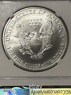 2002 NGC MS 69 Mint Error Obverse Struck Thru Silver Eagle $1 Signed