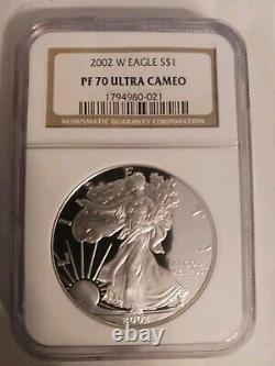 2002 W SILVER EAGLE NGC-CERTIFIED Pf 70 ULTRA CAMEO