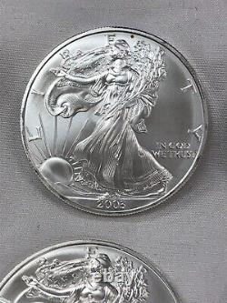 2003 American Silver Eagle Dollar. 999 Silver Uncirculated BU Mint Tube 18 Coins