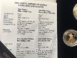 2003 U. S. Mint American Eagle Set, Gold Bullion Coins Proof, GEM