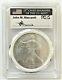 2003-mint Engraver Silver Eagle-pcgs Ms70-first Strike-mercanti-flag-pop 110