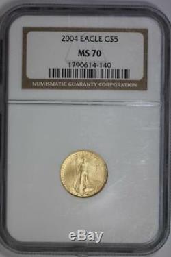 2004 Gold American Eagle $5 Dollar Gold MS70 NGC US Mint Coin