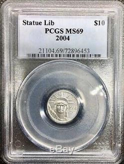 2004 Platinum American Eagle MS69 PCGS US Mint $10 Statue Of Liberty Coin. 9995