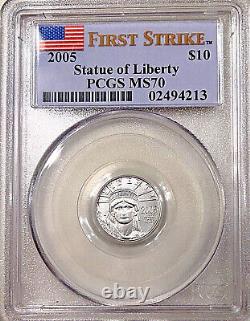 2005 $10 Platinum American Eagle 1/10th Oz PCGS MS70 FIRST STRIKE? POP 138