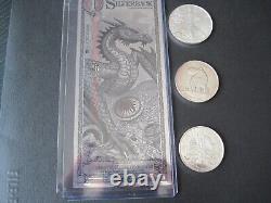 2005 Eagle, 2011 Wolf, 2008 Philharmonic-3 oz of silver &'24 Silverback note