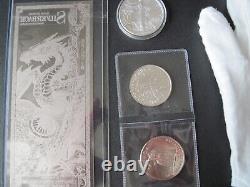 2005 Eagle, 2011 Wolf, 2008 Philharmonic-3 oz of silver &'24 Silverback note