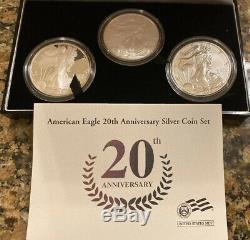 2006 American Eagle 20th Anniversary 1 oz. 999 Silver Coin Set U. S. Mint