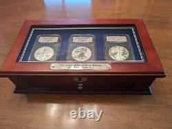 2006 American Eagle 20th Anniversary Silver 3-Coin Set With Display Box And Key