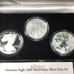 2006 American Eagle 20th Anniversary Silver Coin Set (3 Coins) OGP/COA