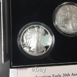 2006 American Eagle 20th Anniversary Silver Coin Set (3 Coins) OGP/COA