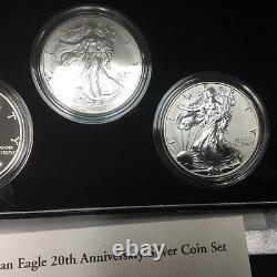 2006 American Eagle 20th Anniversary Silver Coin Set (3 Coins) OGP/COA