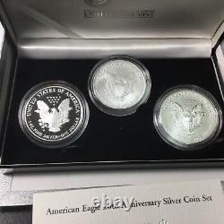 2006 American Eagle 20th Anniversary Silver Coin Set (3 Coins) OGP/COA