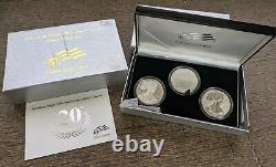 2006 US Mint Silver Eagle 3-Coin Proof/Reverse Mint Set 20th Anniv OGP