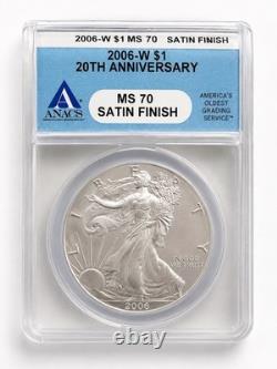 2006 W American Silver Eagle 20th Ann $1 ANACS SP70 Satin Finish