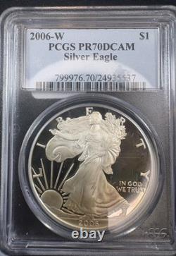 2006-w Proof Silver Eagle Pcgs Pr70dcam Beautiful Toning