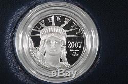 2007 W 1/4 oz. Proof Platinum American Eagle in original Mint box + COA