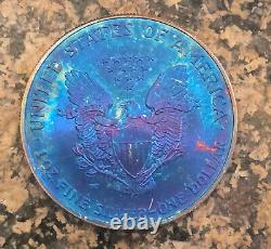 2007 W American Silver Eagle Monster Blue Toned Toning ASE Rainbow Toned
