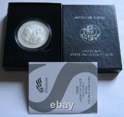 2008-W Rev. Of'07 ERROR BURNISHED AMERICAN SILVER EAGLE COIN Mint Box & COA