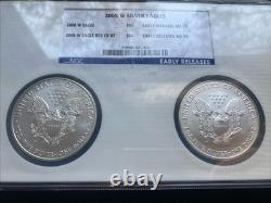 2008-W Silver Eagle Reverse of 07 NGC MS-70 Early Release Dual Two Coin Holder