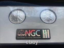 2008-W Silver Eagle Reverse of 07 NGC MS-70 Early Release Dual Two Coin Holder