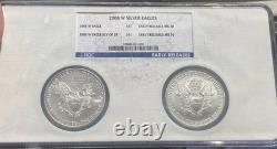 2008-W Silver Eagle Reverse of 07 NGC MS-70 Early Release Dual Two Coin Holder