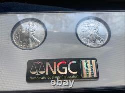 2008-W Silver Eagle Reverse of 07 NGC MS-70 Early Release Dual Two Coin Holder