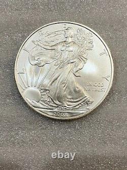 2008-w $1 Silver American Eagle Reverse Of 2007 Burnished 1 Oz In Mint Box