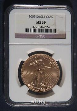 2009 $50 Gold Eagle Bullion Coin 1 Oz Ngc Ms69 Lot 220844