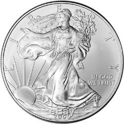 2009 American Silver Eagle (1 oz) $1 1 Roll Twenty 20 BU Coins in Mint Tube