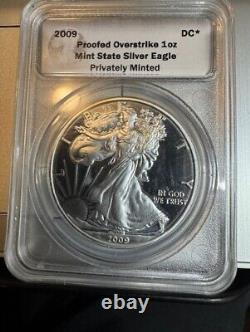 2009 Silver Eagle Overstrike Proof Private Minting Daniel Carr