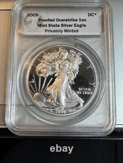 2009 Silver Eagle Overstrike Proof Private Minting Daniel Carr