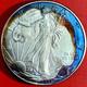 2010 & 2013 Lot Of Two American Silver Eagles Rainbow Toning