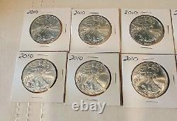 2010 American Silver Eagle Lot of 10 Beautiful ASE 1oz Silver Coins