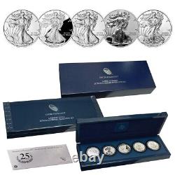 2011 1 oz Silver American Eagle 5-Coin 25th Anniversary Set OGP STOCK U2635